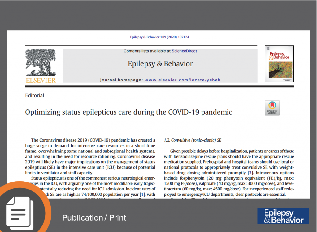 Kaplan, P.W. et al. (2020) Editorial: Optimizing status epilepticus care during the COVID-19 pandemic. Epilepsy & Behavior. https://doi.org/10.1016/j.yebeh.2020.107124