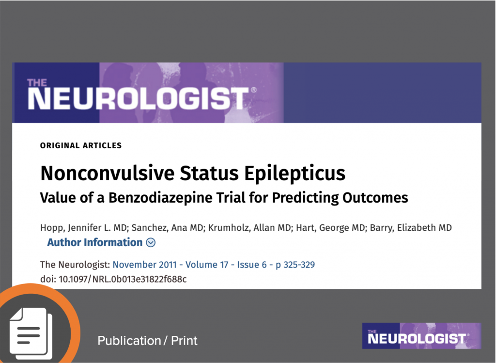 Nonconvulsive Status Epilepticus Value of a Benzodiazepine Trial for Predicting Outcomes