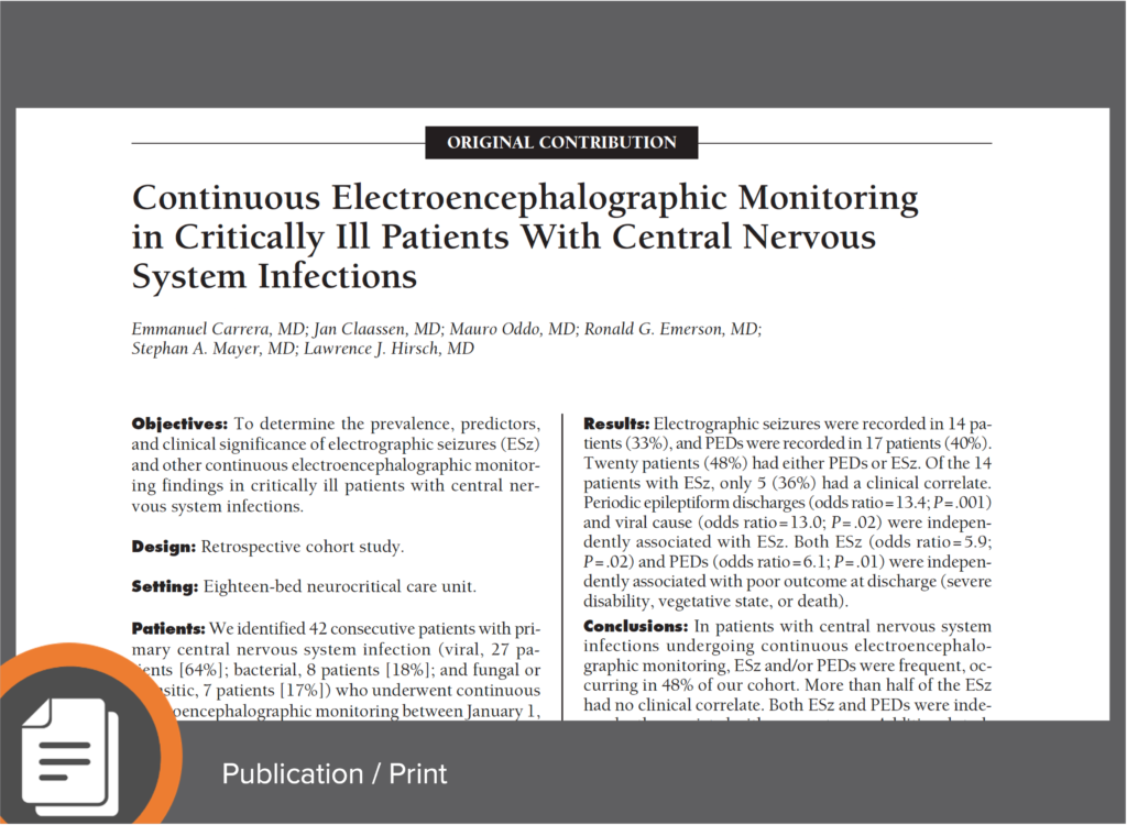 Continuous electroencephalographic monitoring in critically ill patients with central nervous system infections